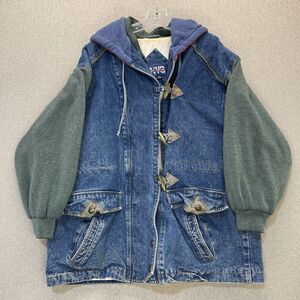 Vintage New York Girl Jacket Women's 1X 16W/18W Denim Colorblock Grunge